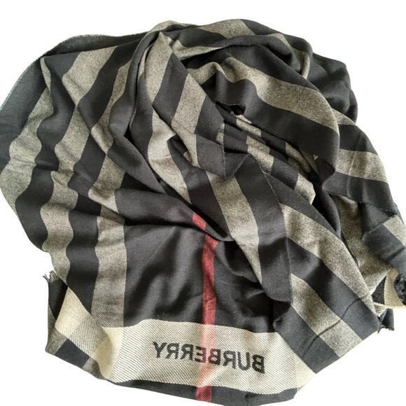 Burberry Gauze Stripe with Branding Scarf, 180cm X 70cm, Wool Silk - Picture 2 of 9